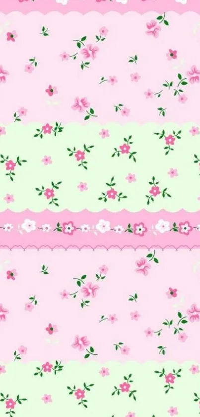 Floral pastel wallpaper with pink and green hues, perfect for a phone background.