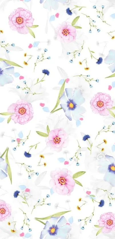 Floral pastel wallpaper with delicate flowers.