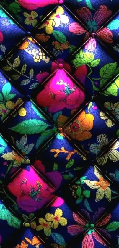 Vibrant floral pattern wallpaper with colorful flowers.