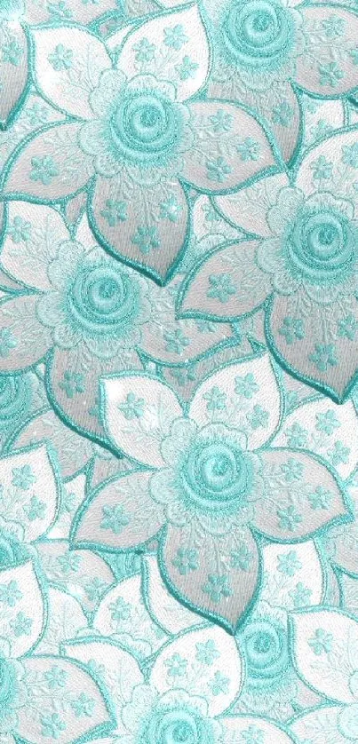 Elegant floral wallpaper in teal tones for mobile phones.