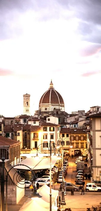 A picturesque view of Florence cityscape with iconic architecture and warm tones.