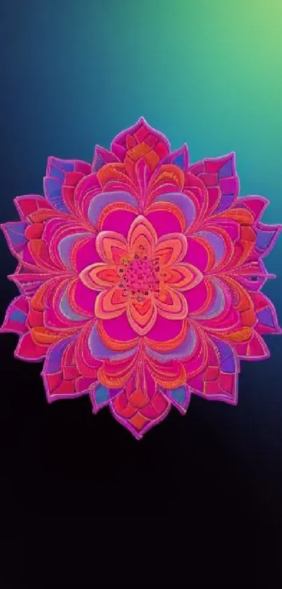 Colorful mandala wallpaper with vibrant pink and purple hues.