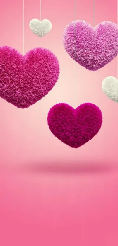 Pink fluffy hearts mobile wallpaper with soft texture and romantic vibe.