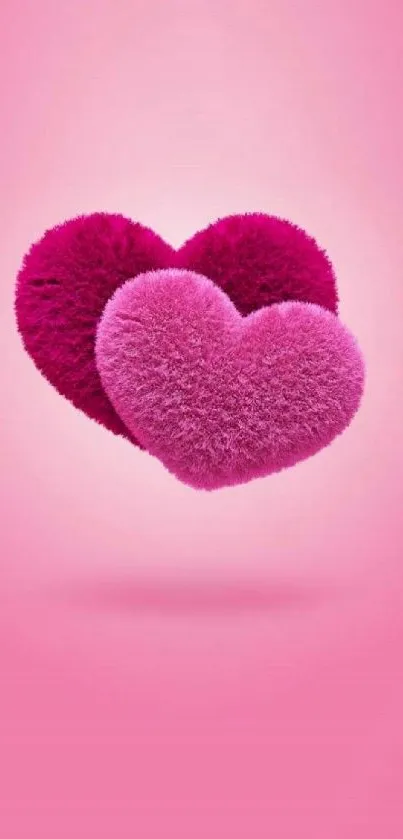 Fluffy pink heart wallpaper for mobile phone backgrounds.