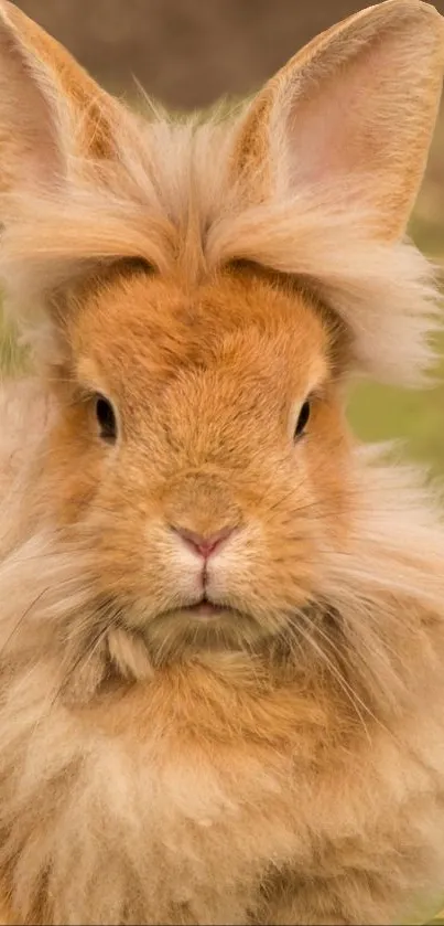 Fluffy Lionhead rabbit with fluffy fawn fur.