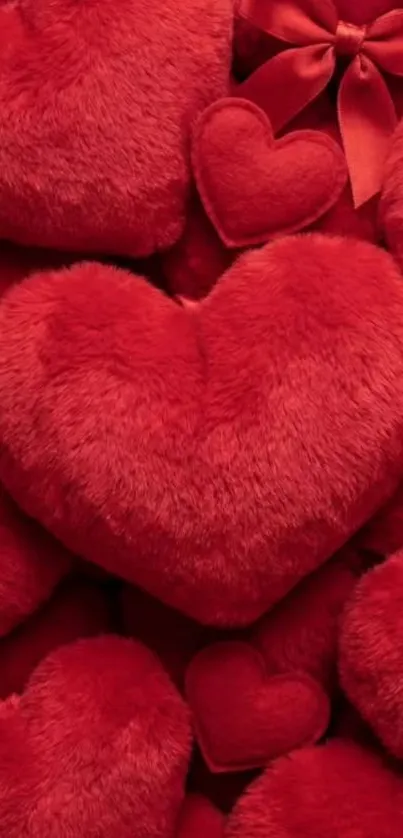 Fluffy red hearts with a soft texture and a cozy, romantic feel.
