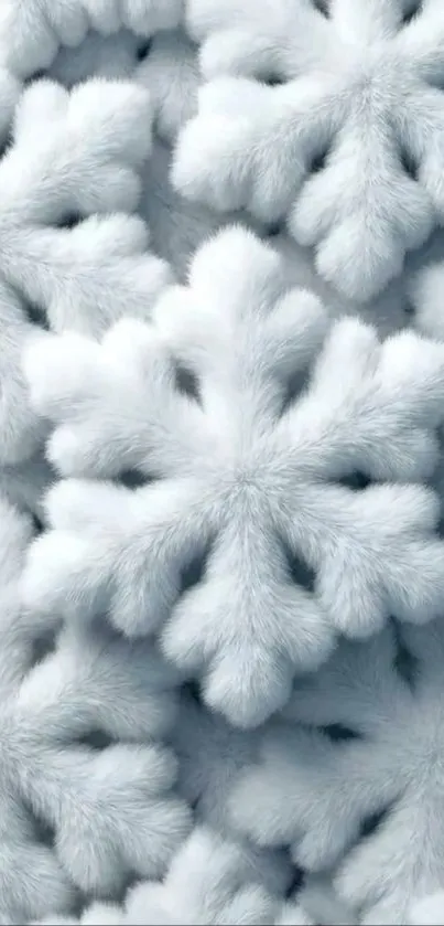Fluffy snowflakes pattern mobile wallpaper, showcasing a cozy, winter theme.
