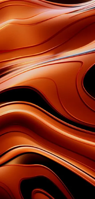 Elegant fluid copper waves mobile wallpaper.