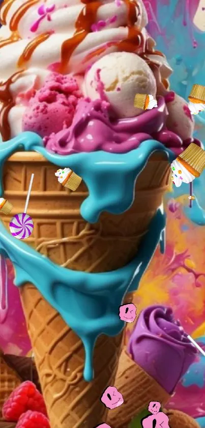 Food Ingredient Ice Cream Cone Live Wallpaper