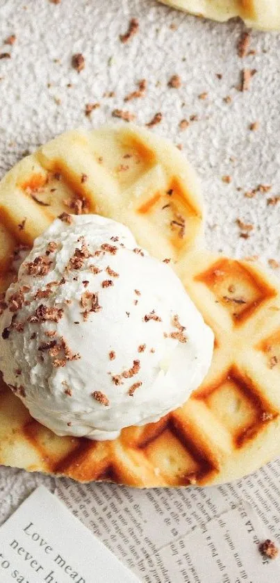 ice cream on a waffle  Live Wallpaper