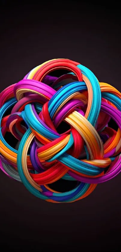 Vibrant, intertwined multi-color mobile wallpaper.