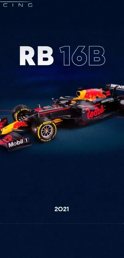 Formula 1 racing car against a dark blue background.