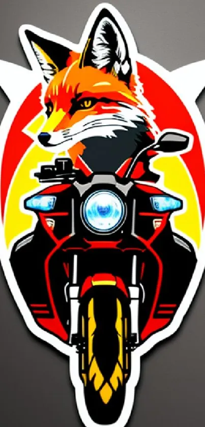 Fox on motorcycle with vibrant colors and artistic style.