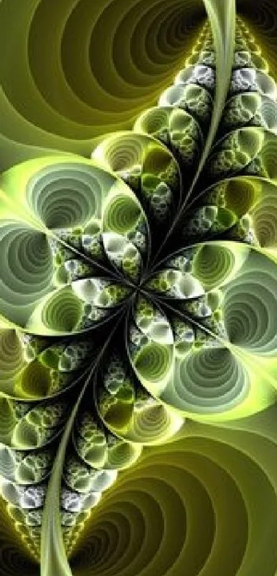 Abstract green fractal art wallpaper with vibrant design.