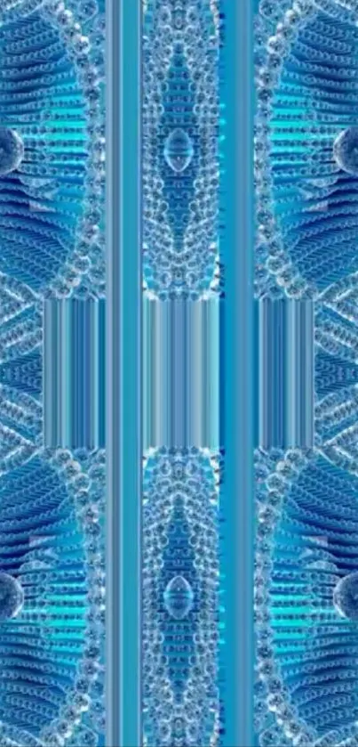 Blue fractal abstract wallpaper design with intricate patterns.