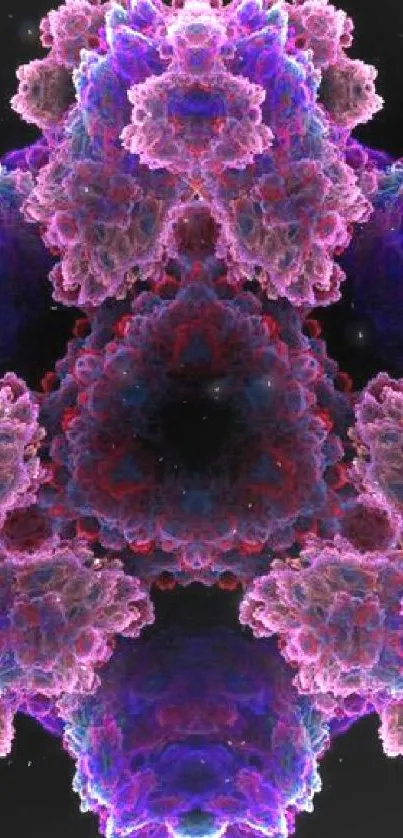 Purple fractal design on a dark background, perfect for mobile wallpaper.