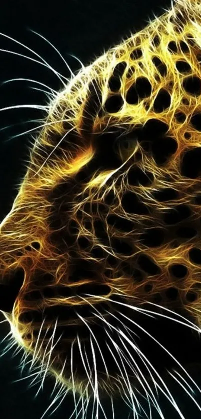 Fractal-style leopard digital wallpaper with vivid colors.