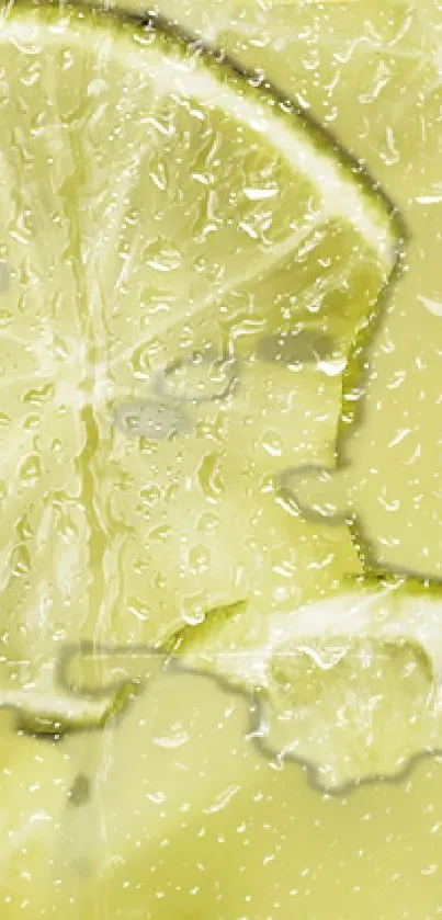 Close-up of lemon slices with water droplets, featuring a fresh citrus look.