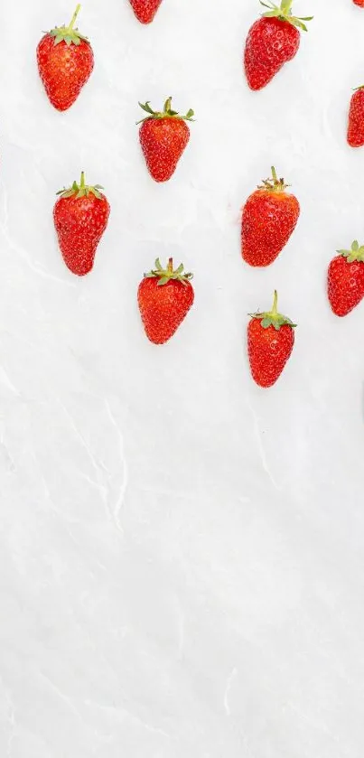 Minimalist wallpaper with strawberries on white.