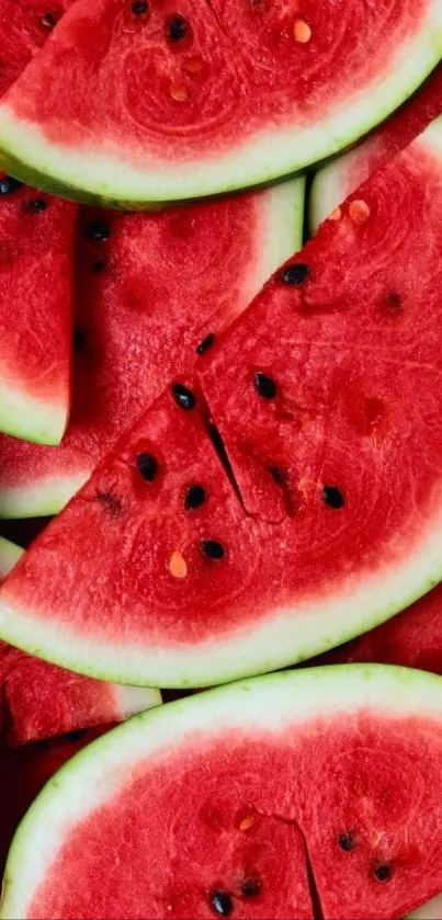 Vibrant slices of fresh watermelon displayed as wallpaper.