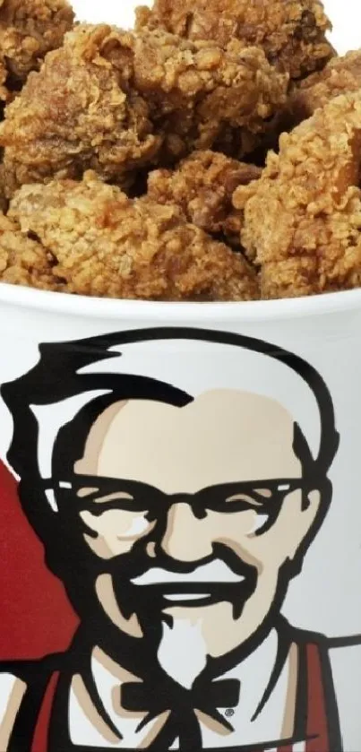 Bucket of fried chicken as wallpaper design.