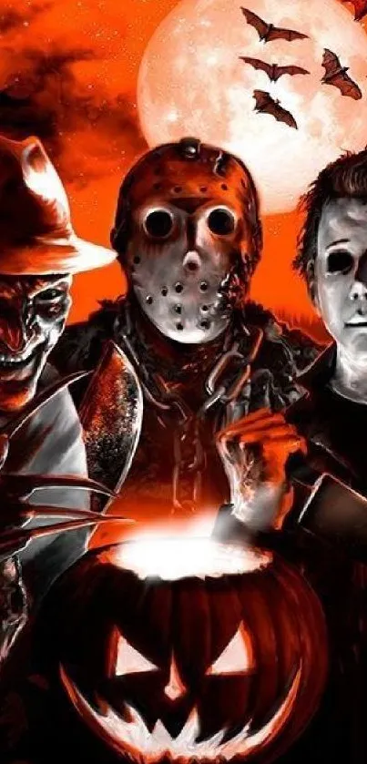 Halloween horror characters with pumpkin illustration.