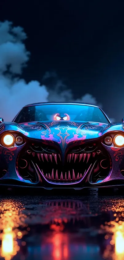 Front View Of A Car With Teeth And Pink Details Live Wallpaper