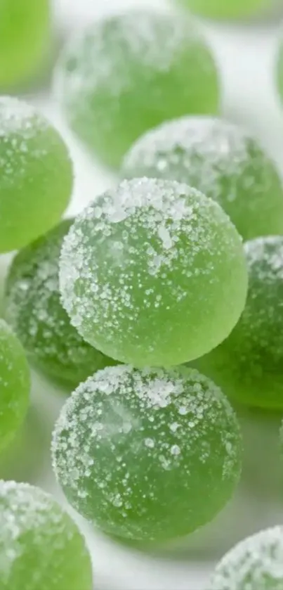 Green frosted candies with sugar coating.