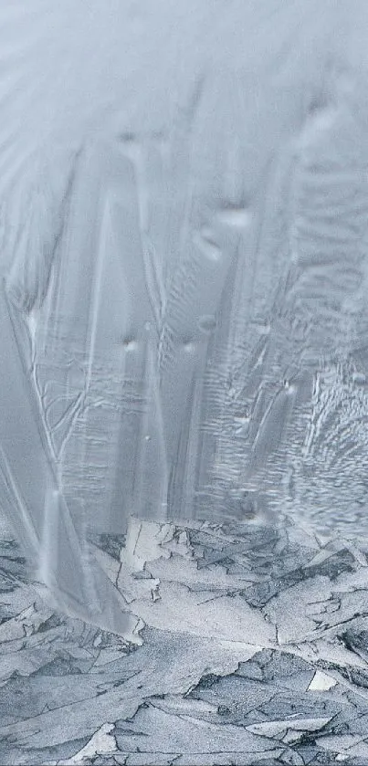 Intricate frosty ice design with light gray hues, perfect for mobile wallpaper.