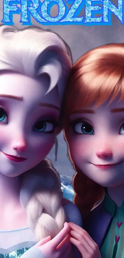 Frozen characters Elsa and Anna wallpaper.