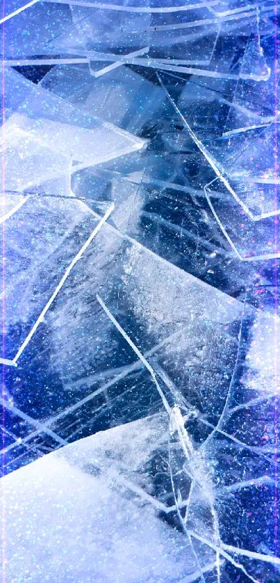 Close-up of frozen ice shards forming an abstract pattern, cool icy tones.
