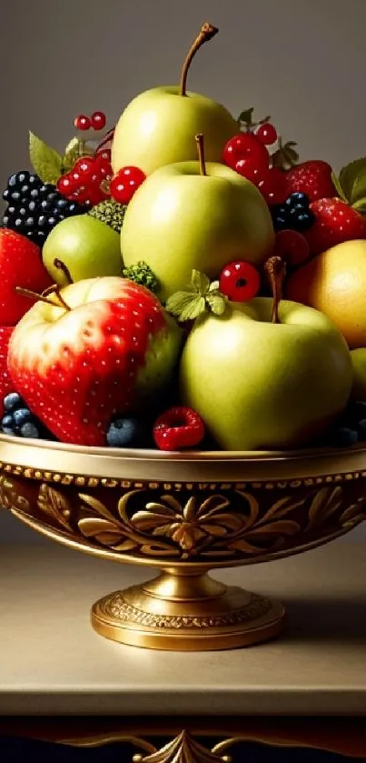 Luxurious fruit bowl with vibrant colors and exquisite details.