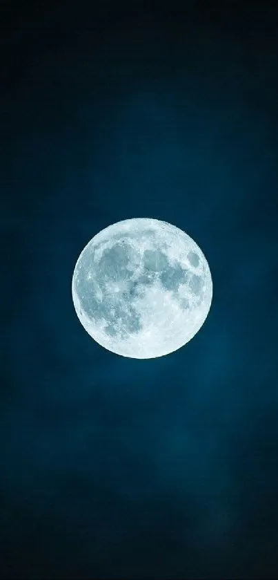 Full moon in a dark blue night sky mobile wallpaper.