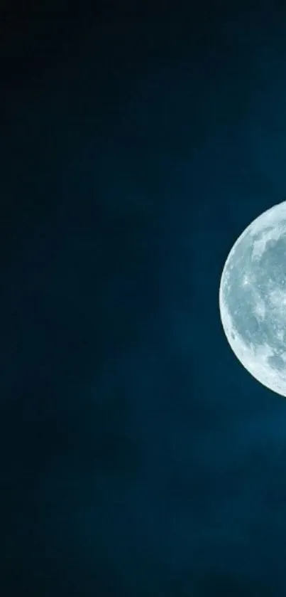 Full moon against dark blue night sky wallpaper.