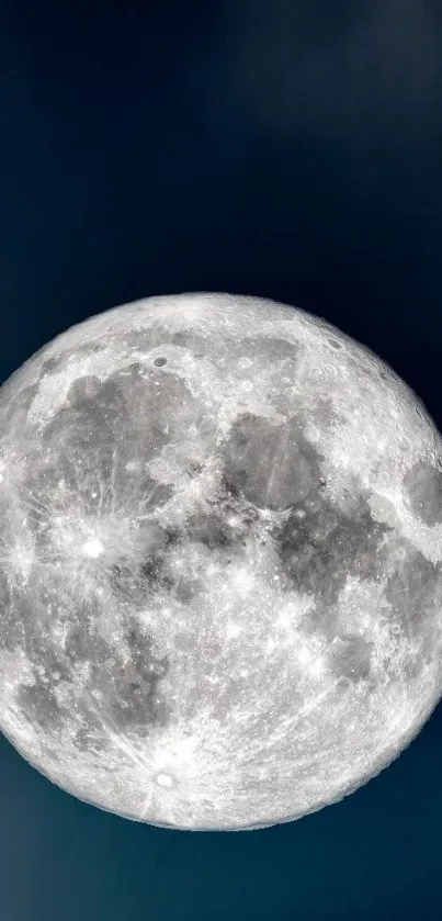 Full moon against a dark blue sky wallpaper.