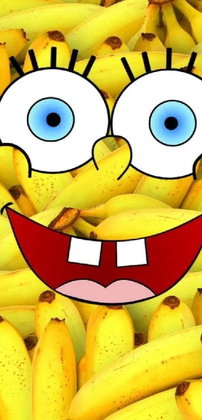 Cartoon face on bananas mobile wallpaper.