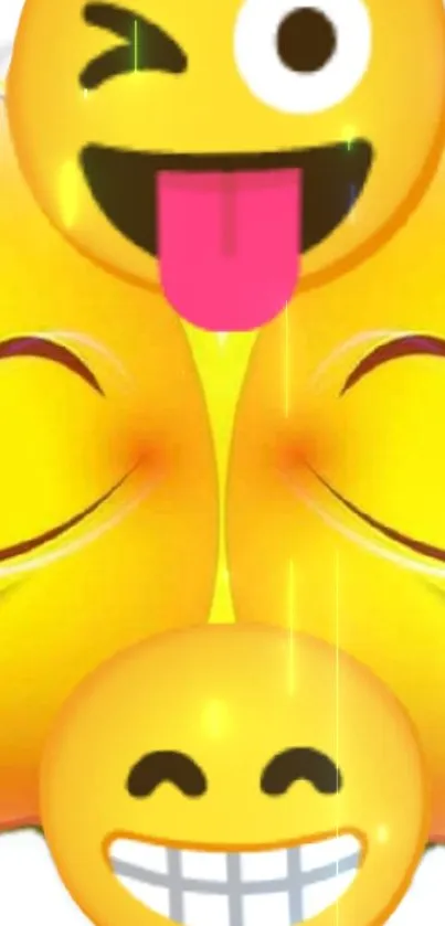 Vibrant yellow emoji wallpaper with playful expressions.