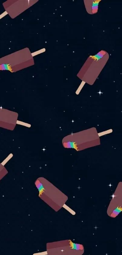 Colorful ice cream bars on dark wallpaper.