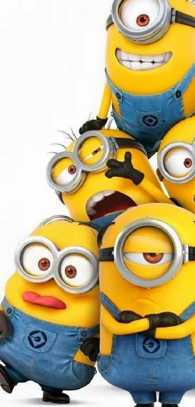 Fun animated Minions in blue overalls.