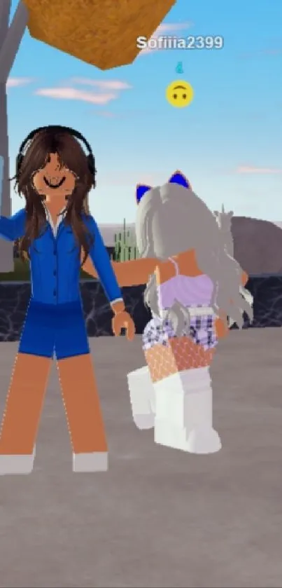 Two Roblox characters in a fun outdoor scene.