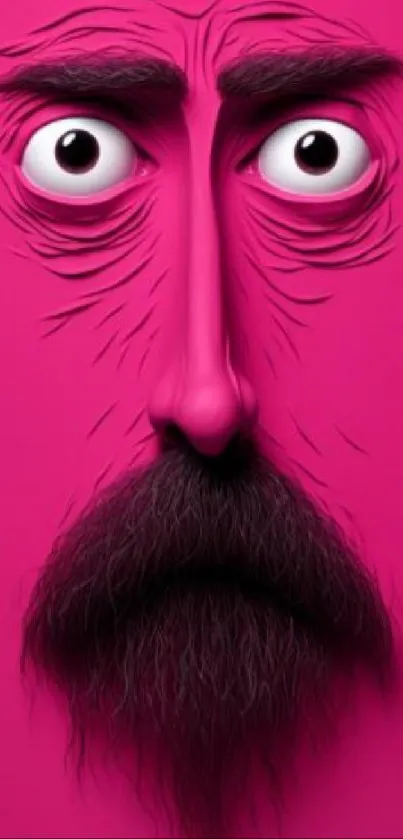 Quirky face illustration in vibrant pink tones for mobile wallpaper.