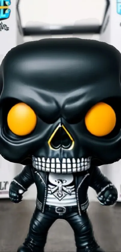 Skull vinyl figure with neon colors.