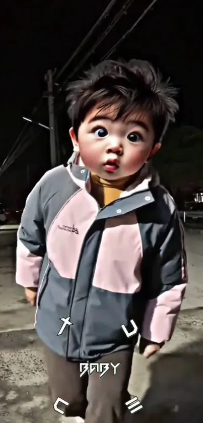 Cartoon kid with surprised look on phone wallpaper.