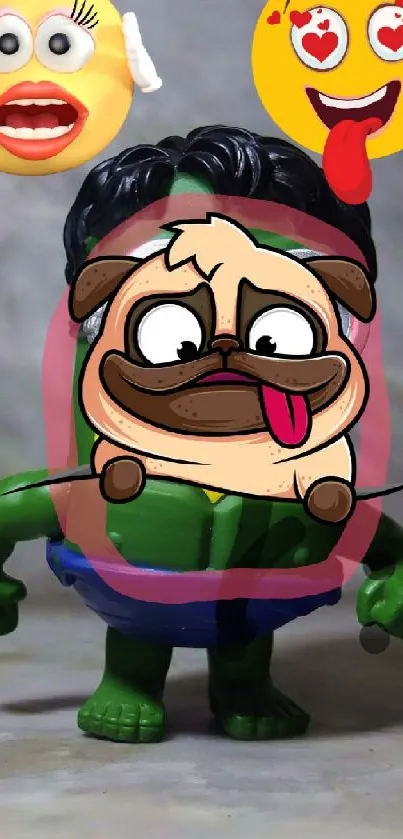 Funny cartoon wallpaper with emojis and character