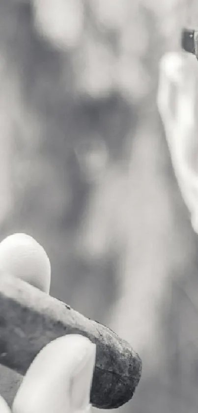 Black and white image of a person in a humorous disguise with a cigar and glasses.