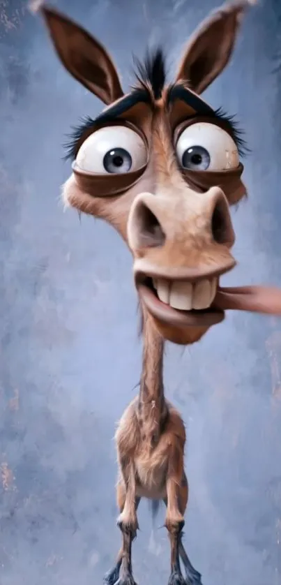 Humorous donkey cartoon with a playful expression.