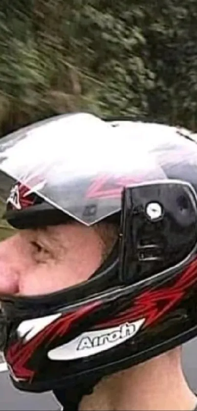 Humorous edited motorcycle helmet image.