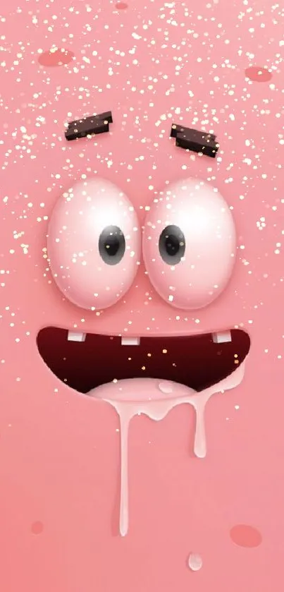 Humorous pink cartoon face mobile wallpaper.