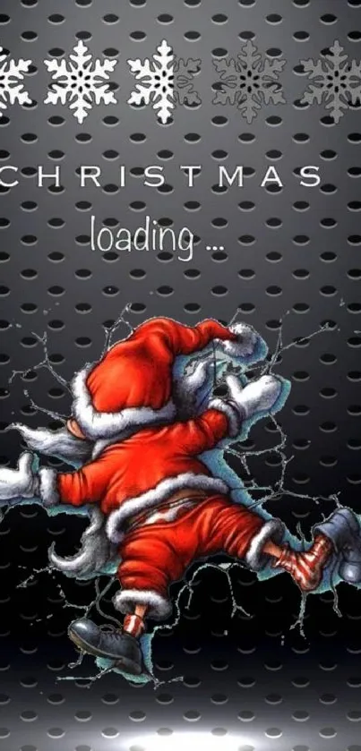 Santa in festive Christmas mobile wallpaper with decorative design.