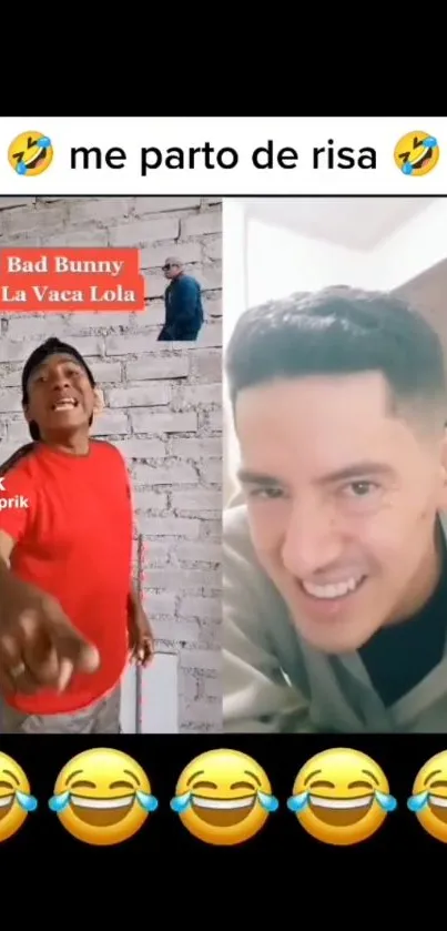 Mobile wallpaper featuring a funny TikTok video with laughing emoji icons.